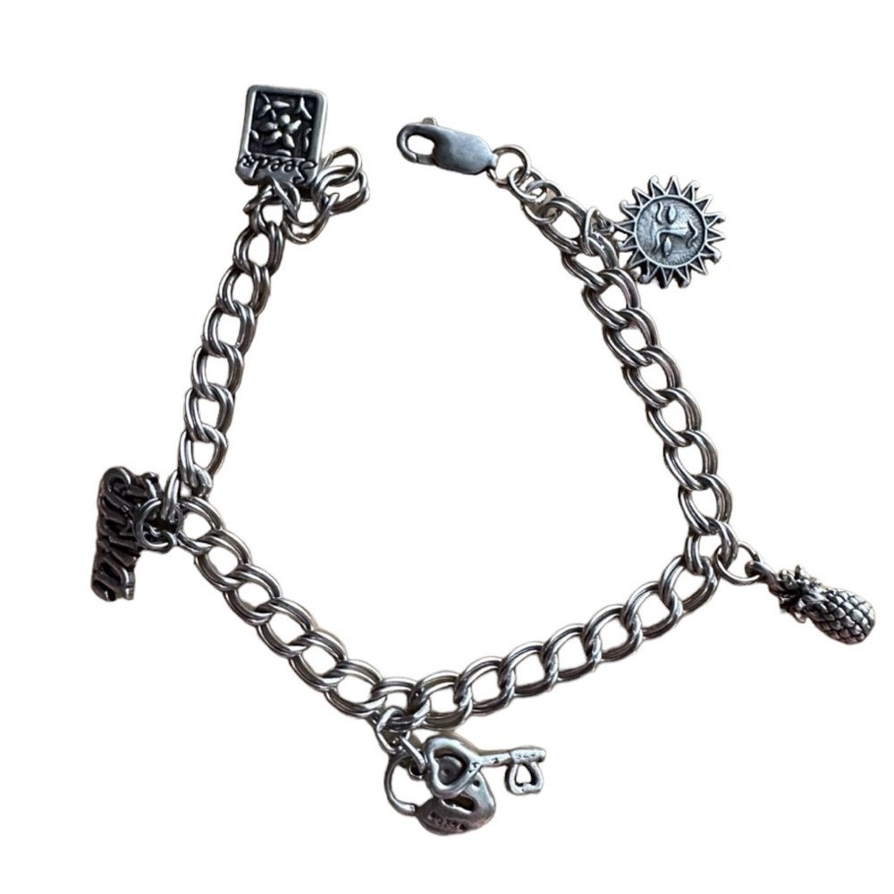 Vintage Solid Sterling Silver Charm Bracelet Diva… - image 1